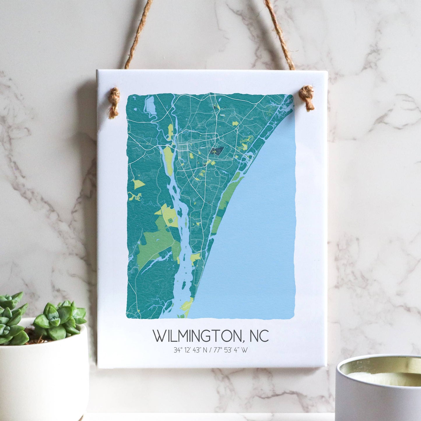 Watercolor City Map Tile Sign - Rectangle - Custom Order