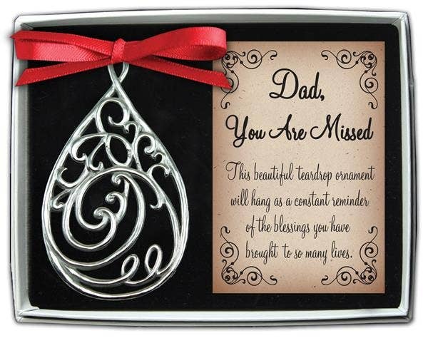 Filigree Tear Memorial Ornament - Dad