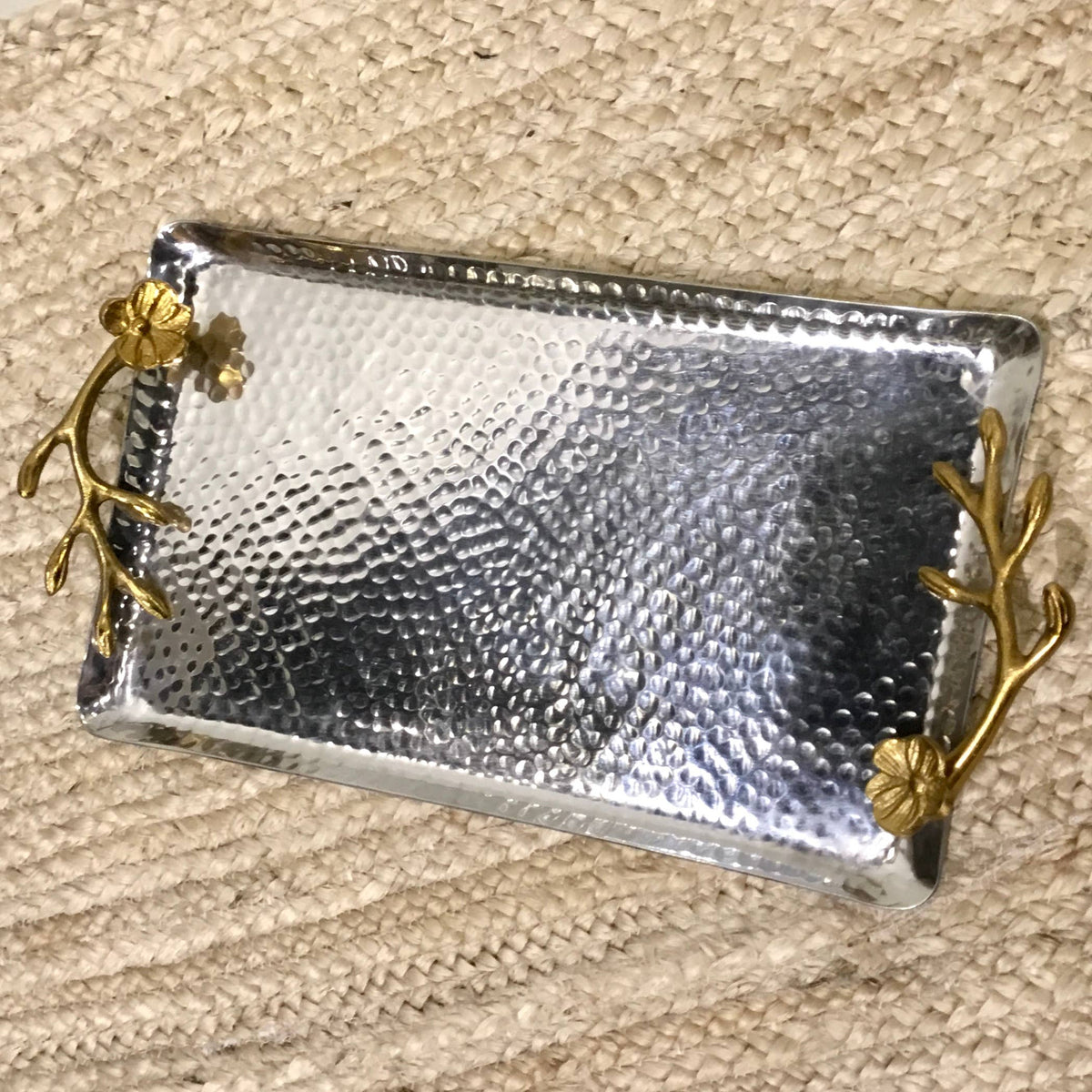 Golden Floral Tray