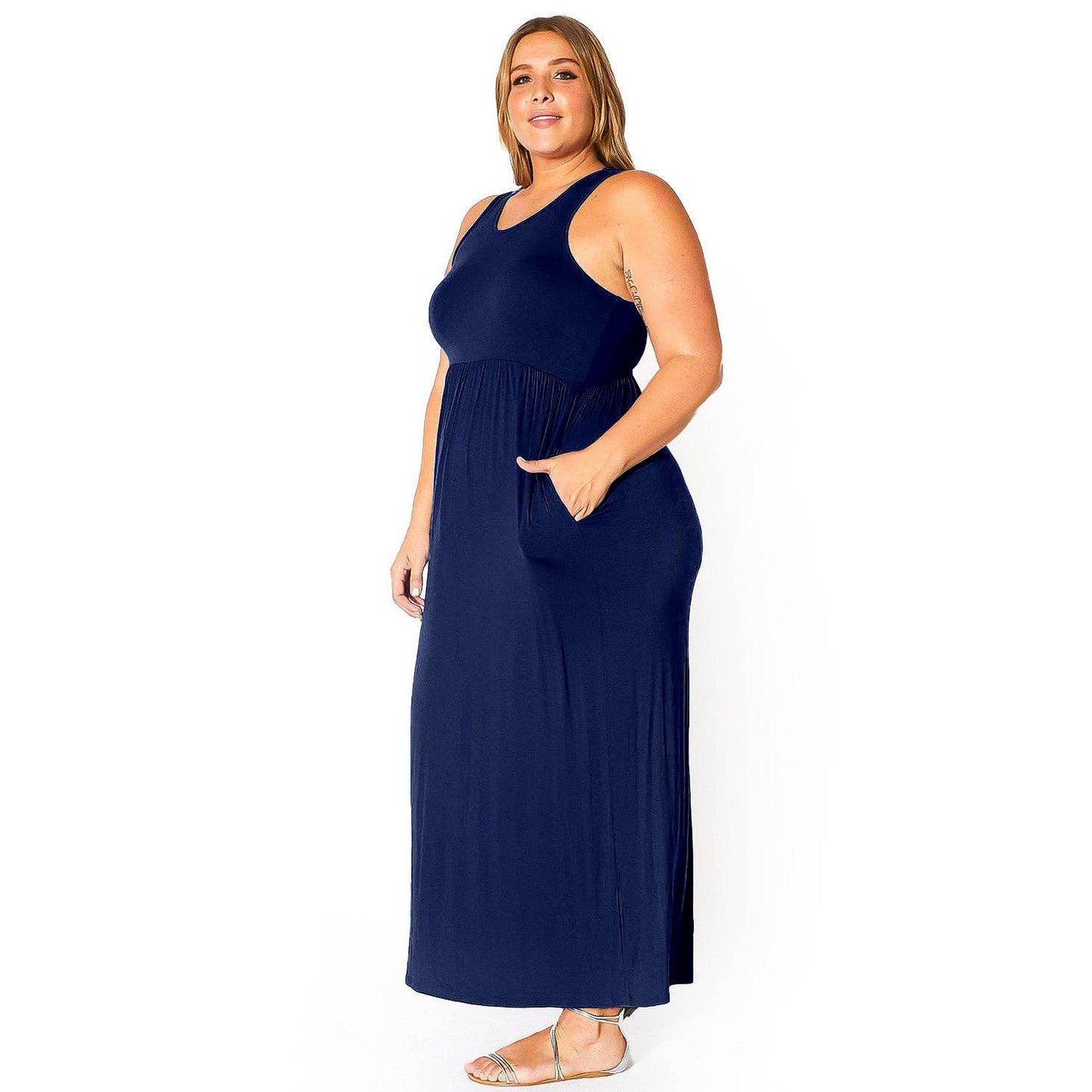 Bellatrix Plus Size Women's Sleeveless Pleated Maxi Dress