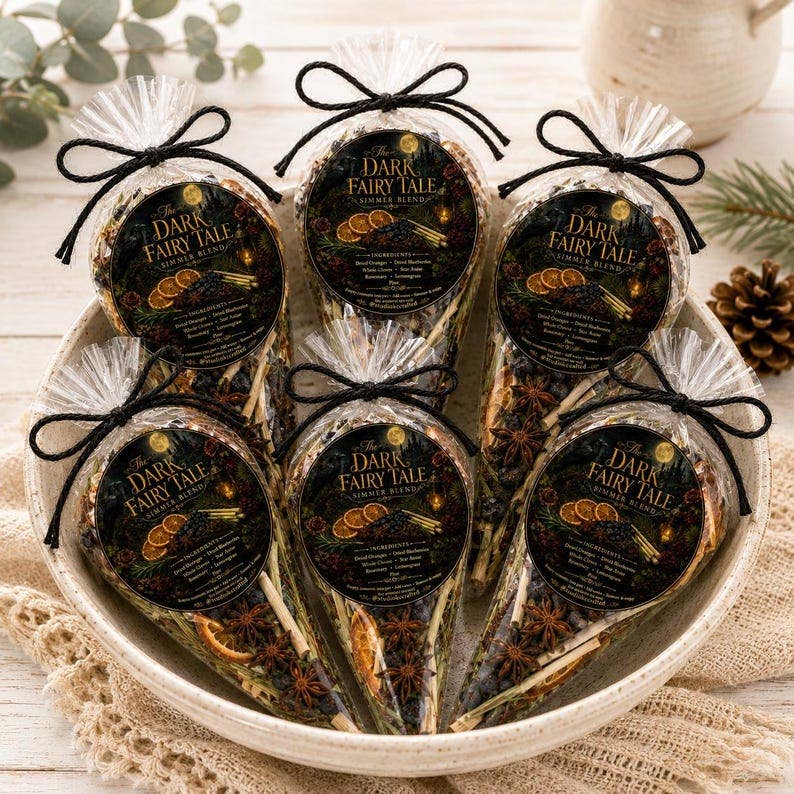 Dark Fairy Tale Simmer Pot Blend, Enchanted Forest Home Fragrance, Halloween Simmer Pot Kit, Gothic Fall Gift, Botanical Decor, garden party