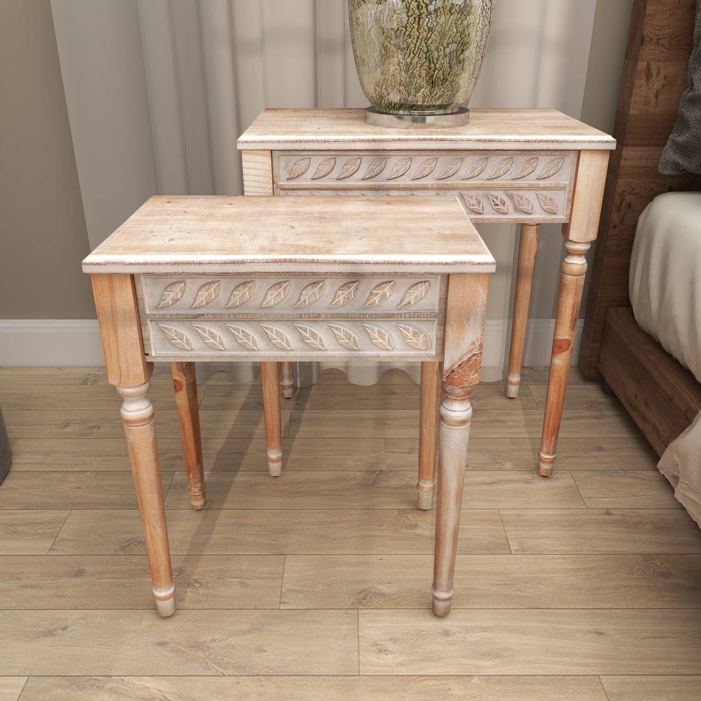 Farmhouse Brown Wooden Accent Table Large