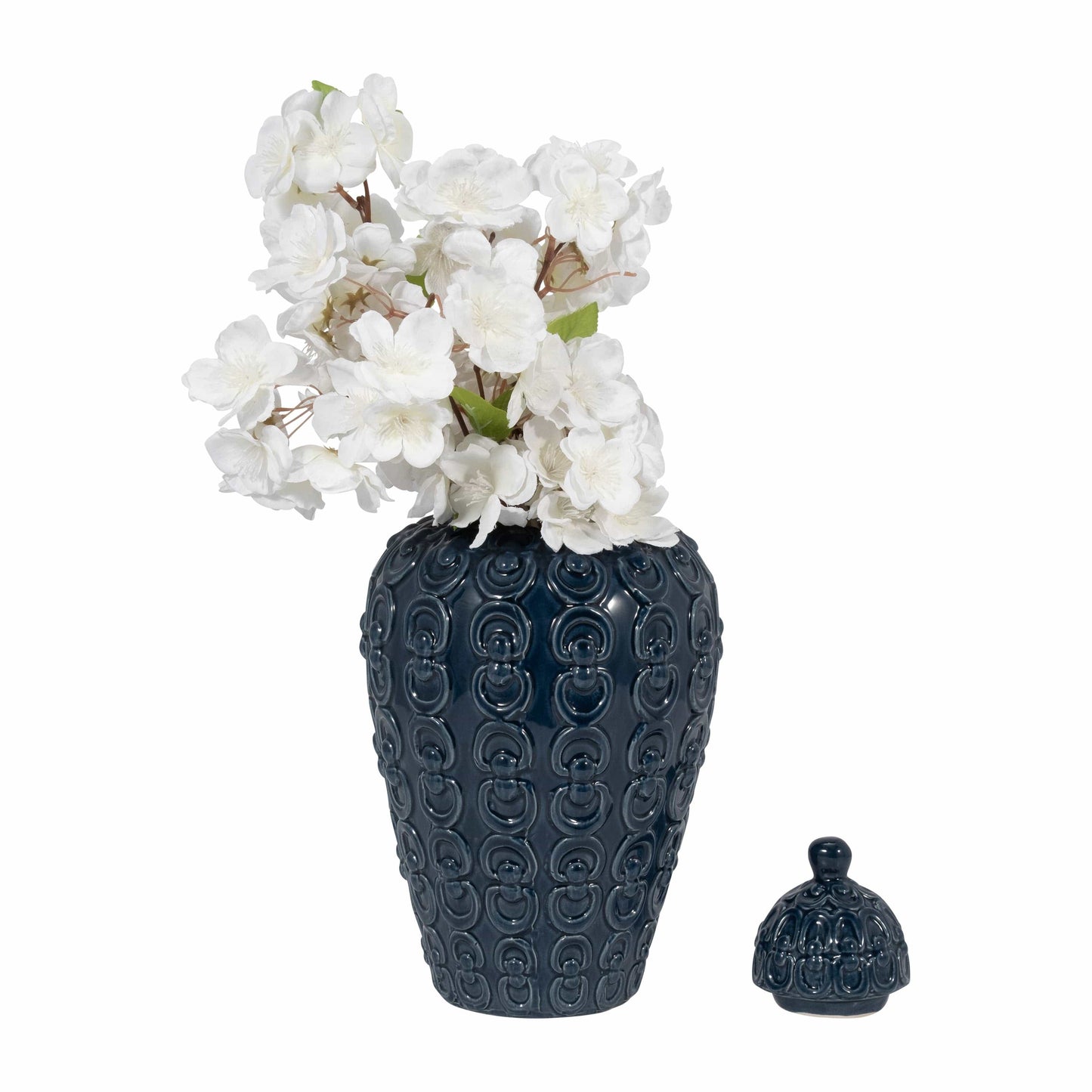 Ceramic Chain Texture Lidded, 12 in.