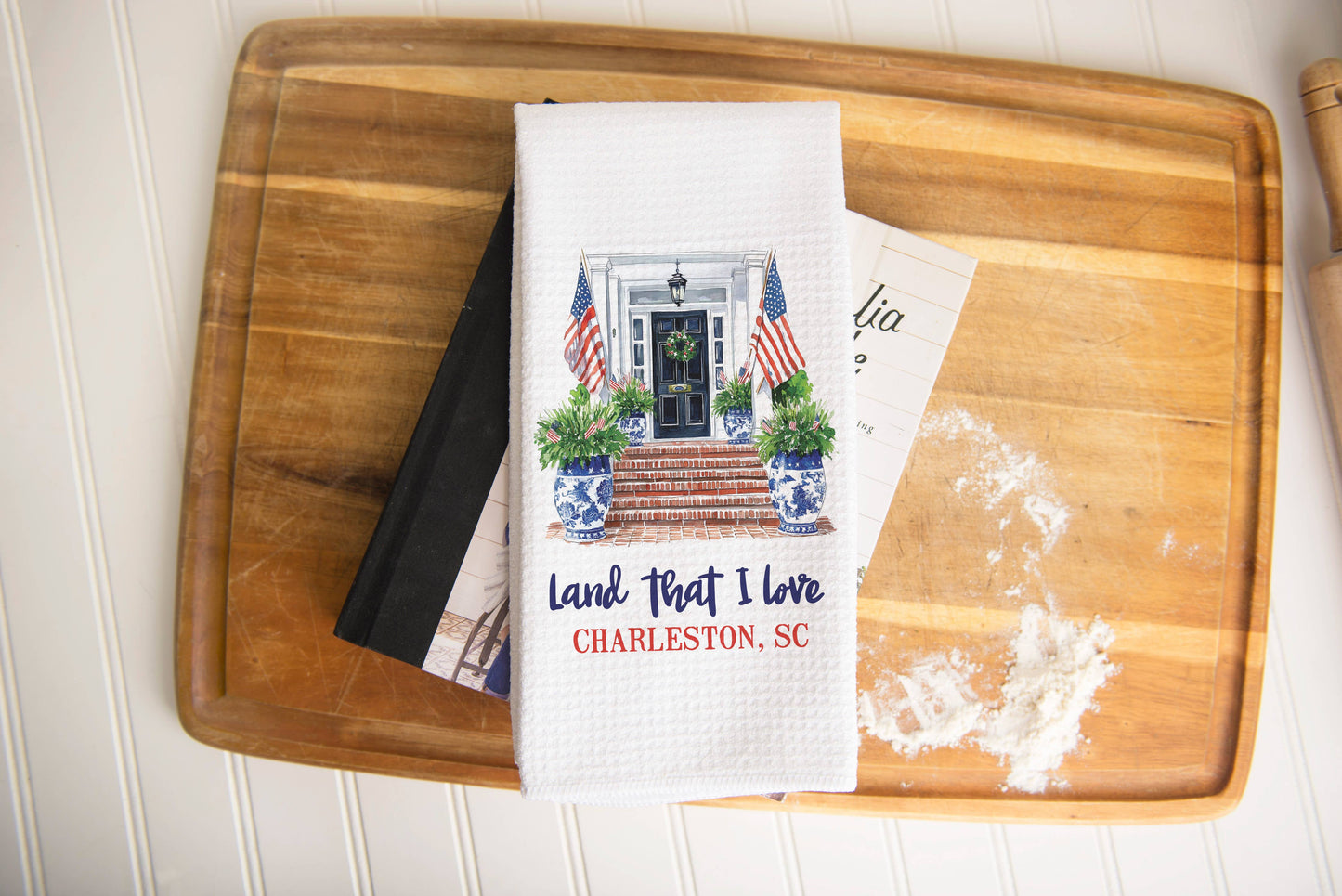 City State 4th July Patriotic Kitchen Towel Red White Blue