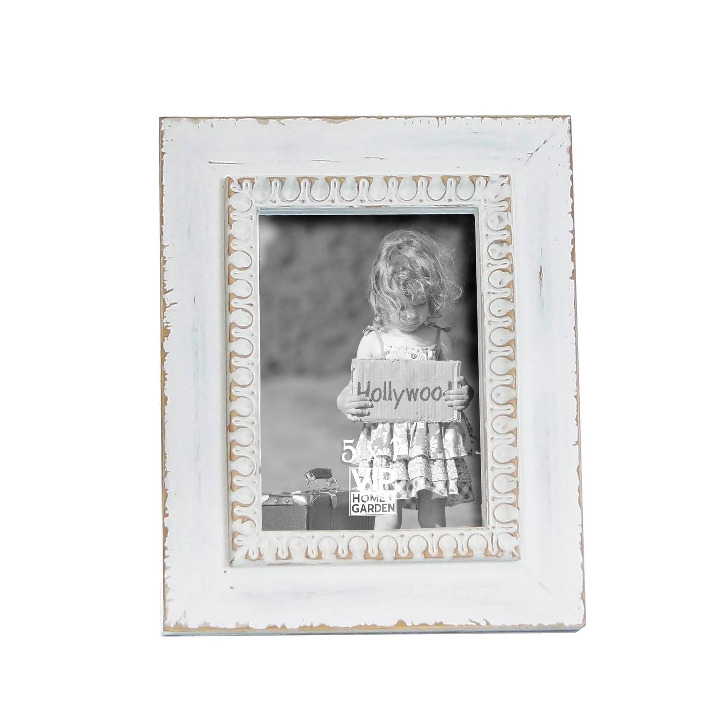 Wood 10.5 in. White 5x7 Photo Frame