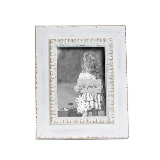 Wood 10.5 in. White 5x7 Photo Frame