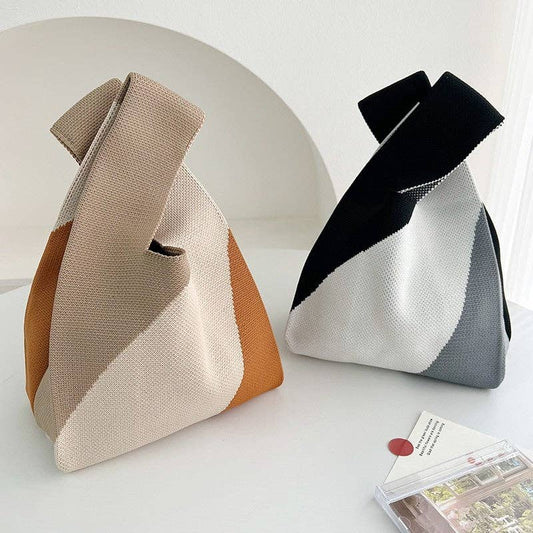 Color Block Casual Versatile Minimalist Knitted Handbag