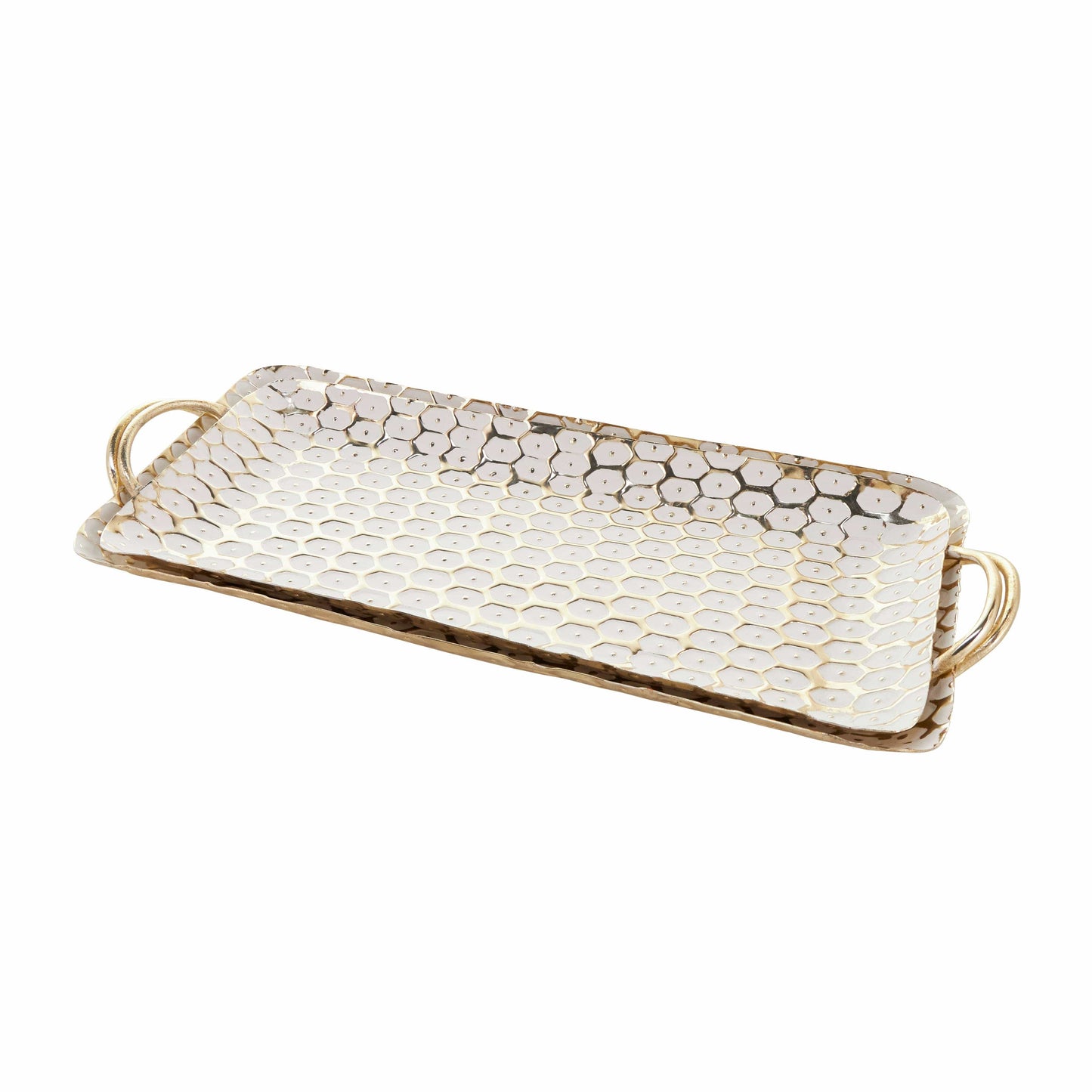 Large Gold and White Metal Tray