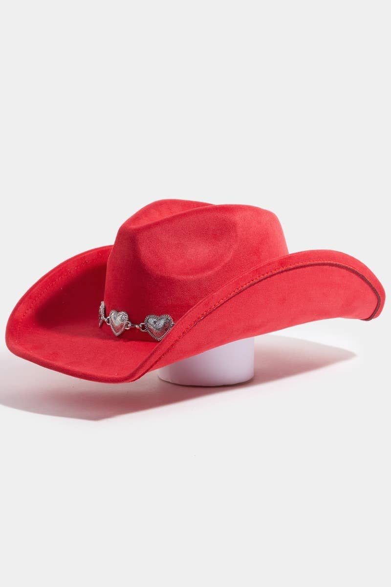 Engraved Heart Charms Band Cowboy Hat