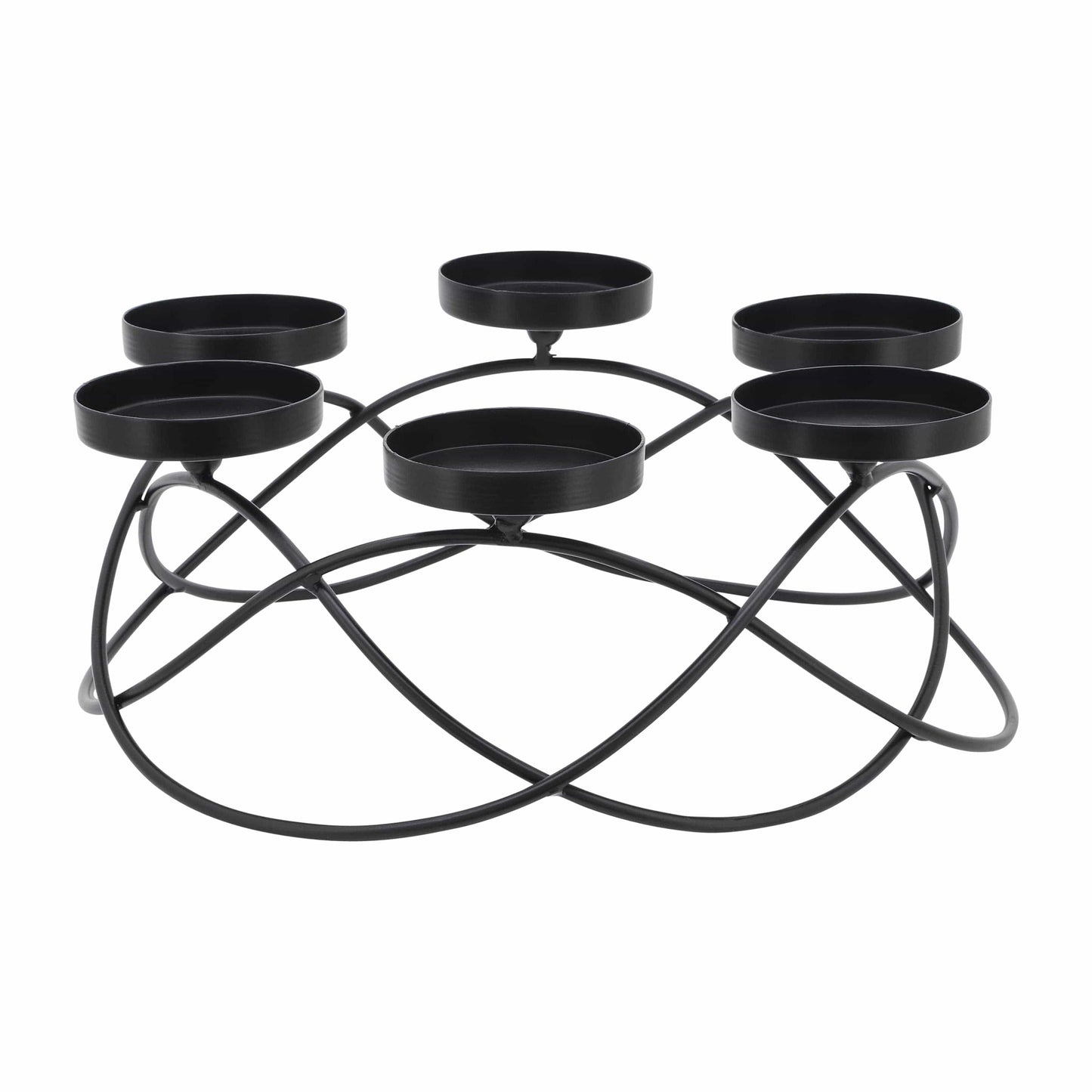 Metal Curved 6 Round Platforms Candle Holder - Black, 6 in.