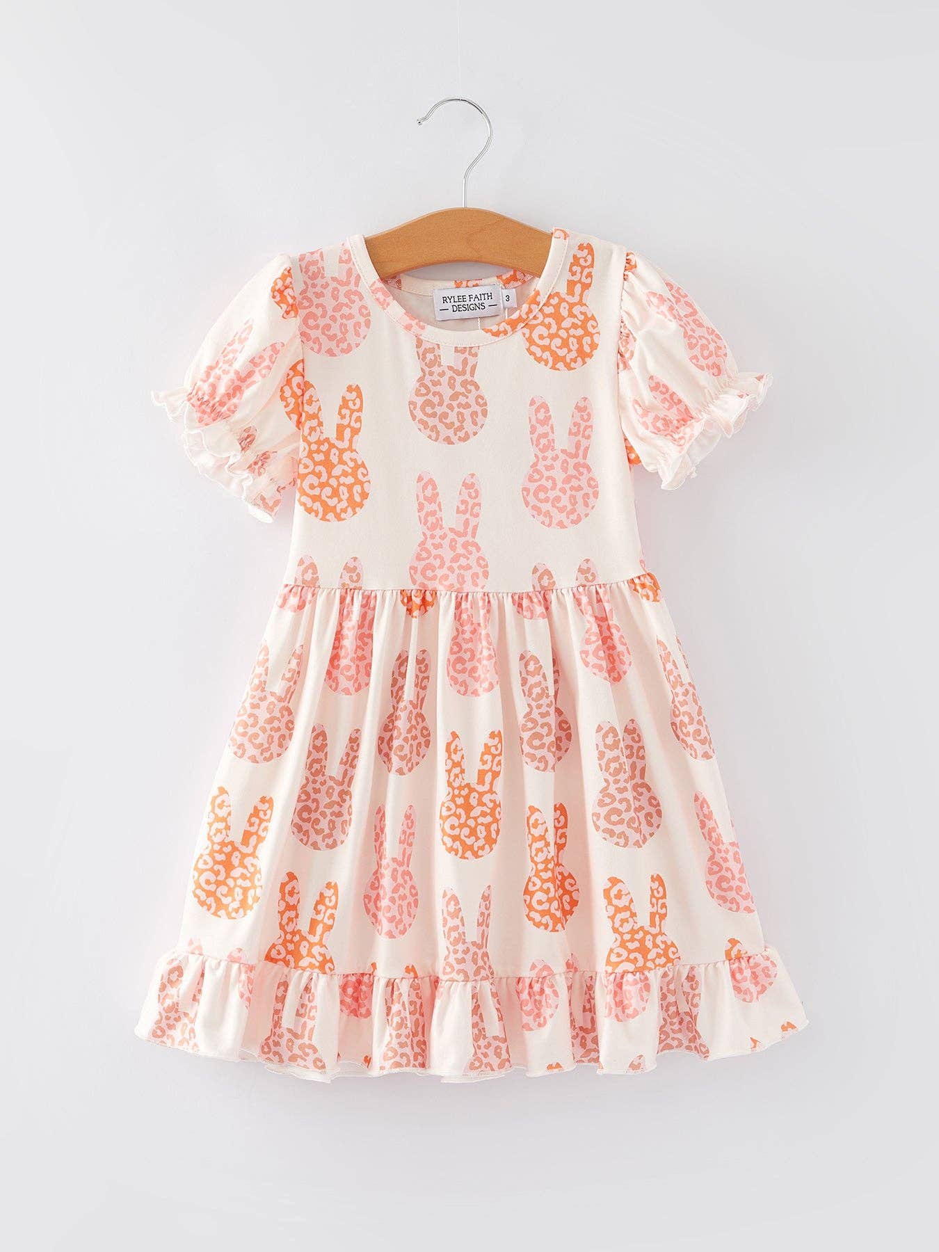 Easter Cute Bunny Print Ruffles Girls Dress