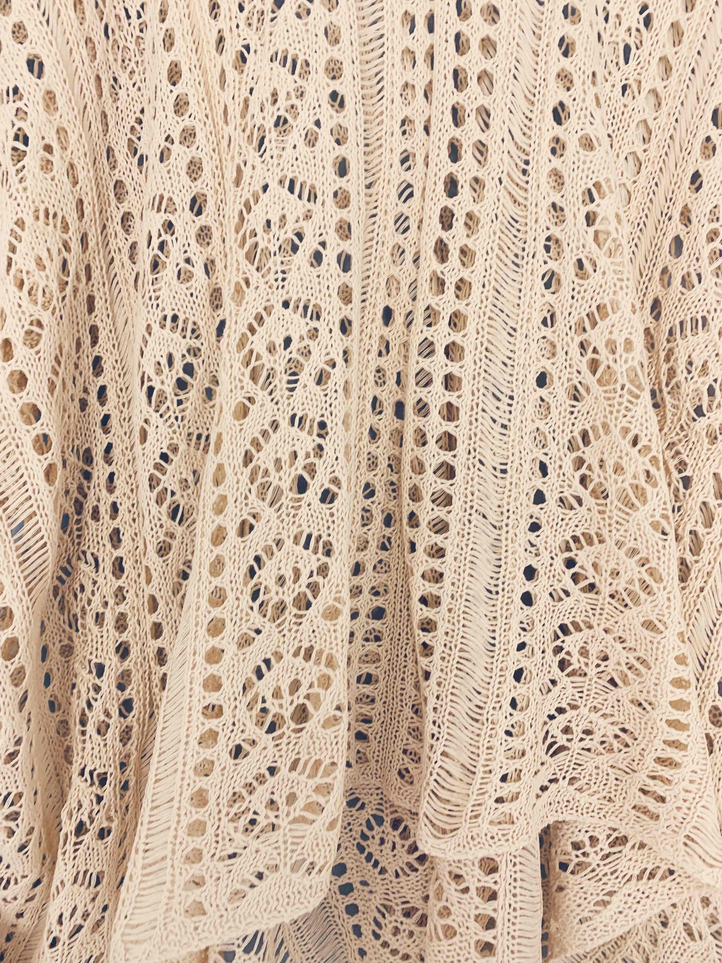 JC063308 Sided-Tassel Detailed Crochet Tunic