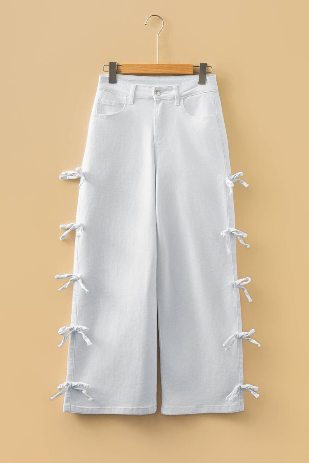 66 Spring 2026 Bow Knot Side Detail Straight Leg Loose Jeans