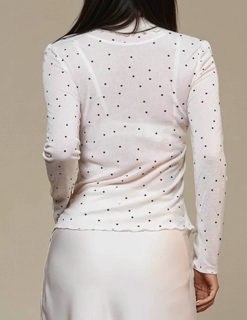 Ladies Dot Print See Sheer Layring Top SKT50744
