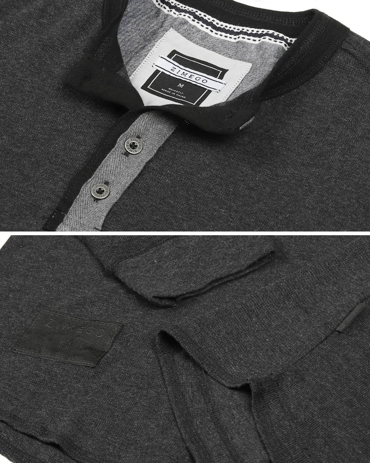LS608 ZIMEGO Mens Casual Thermal Long Sleeve Henley Shirt