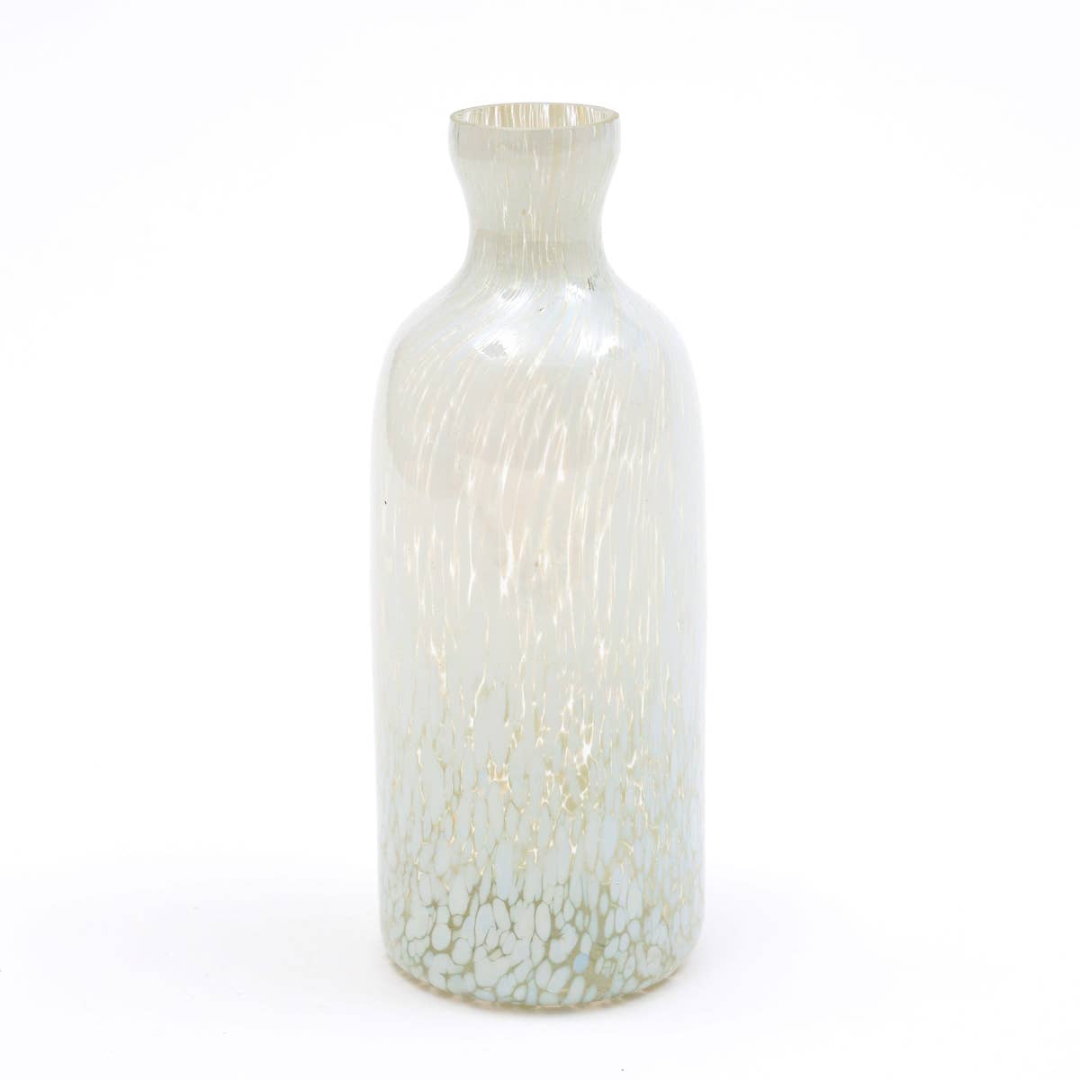 Ivory Splutter Glass Vase - 4X10"