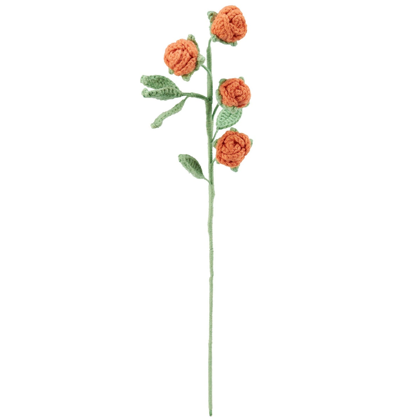 Orange Rose Stem Crochet Flower