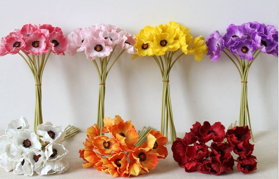 10"-11" Real Touch Poppy-6 stems per bundle