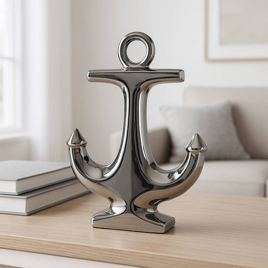 Silver 10 in. Ceramic Novelty Solid Coastal Sculpture