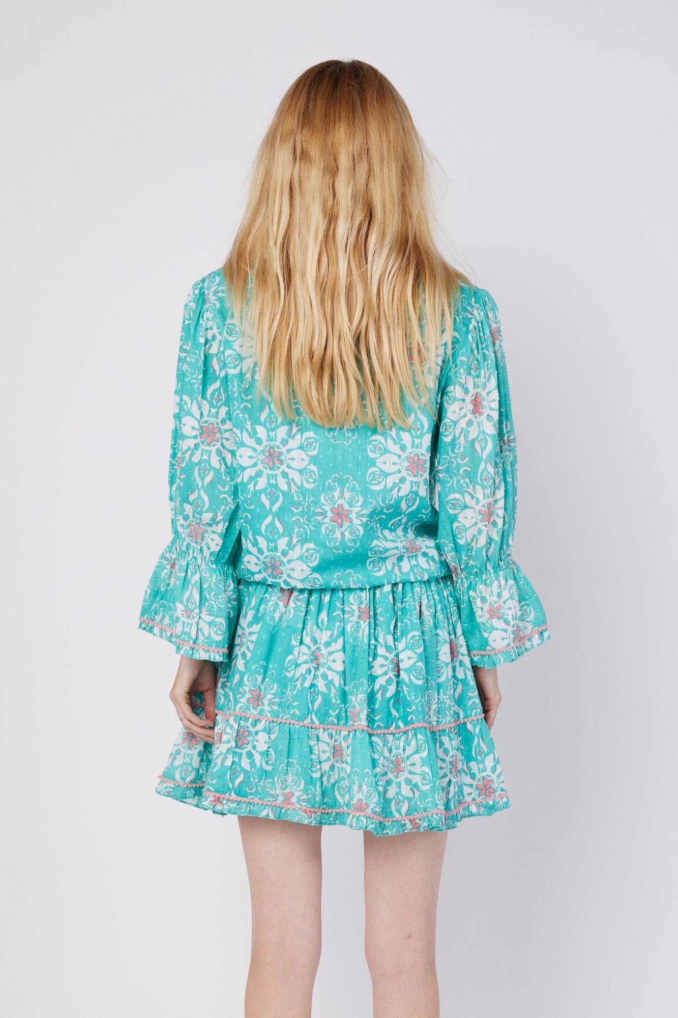 Penelope Resort Spring Summer Dress Sky Blue White French