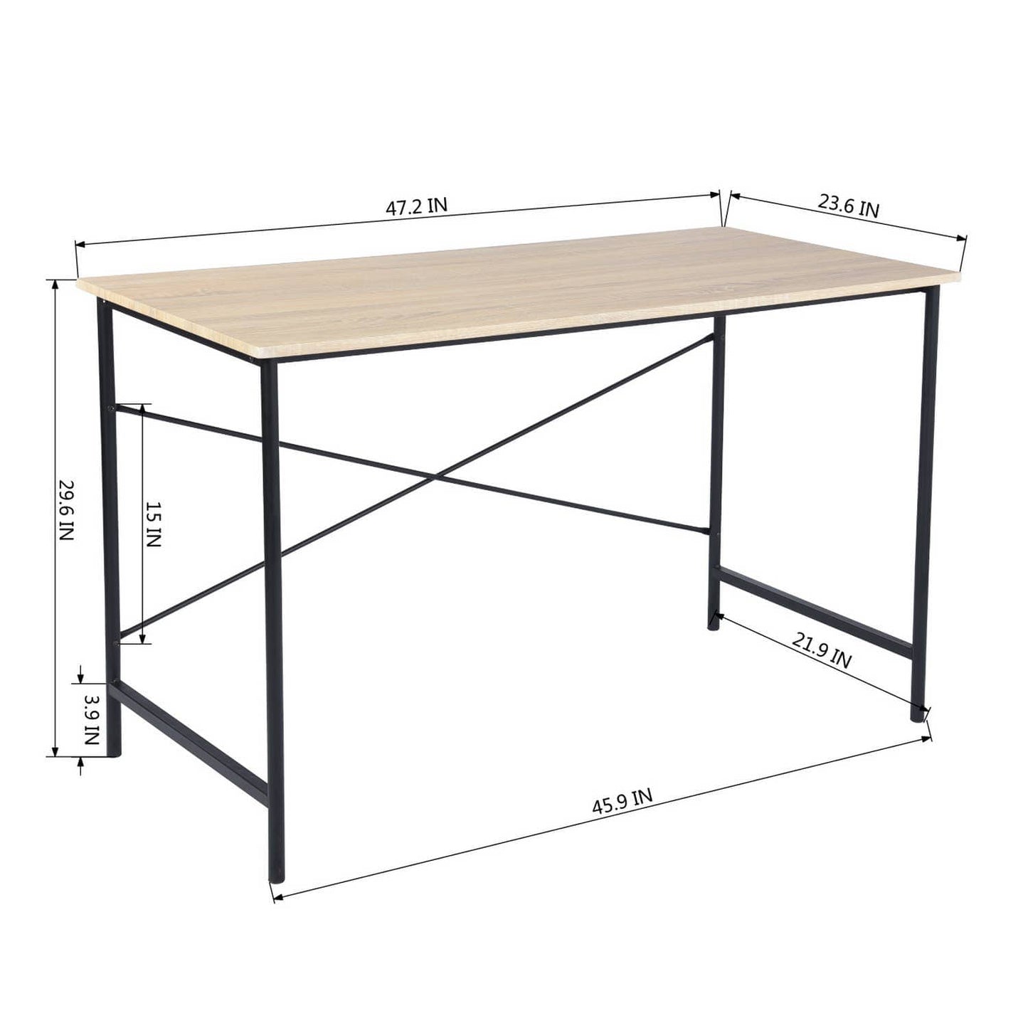 Modern Industrial Writing Desk with Sturdy Metal Frame
