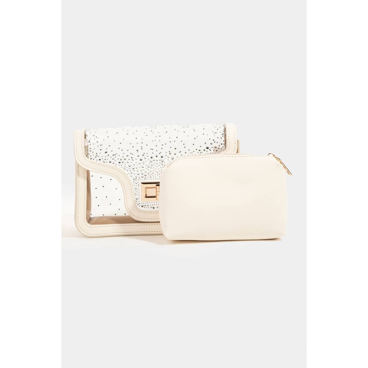 Transparent Rectangle Studded Crossbody Bag