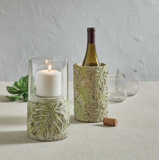 Split P Leaf Relief Hurricane Candle Holder