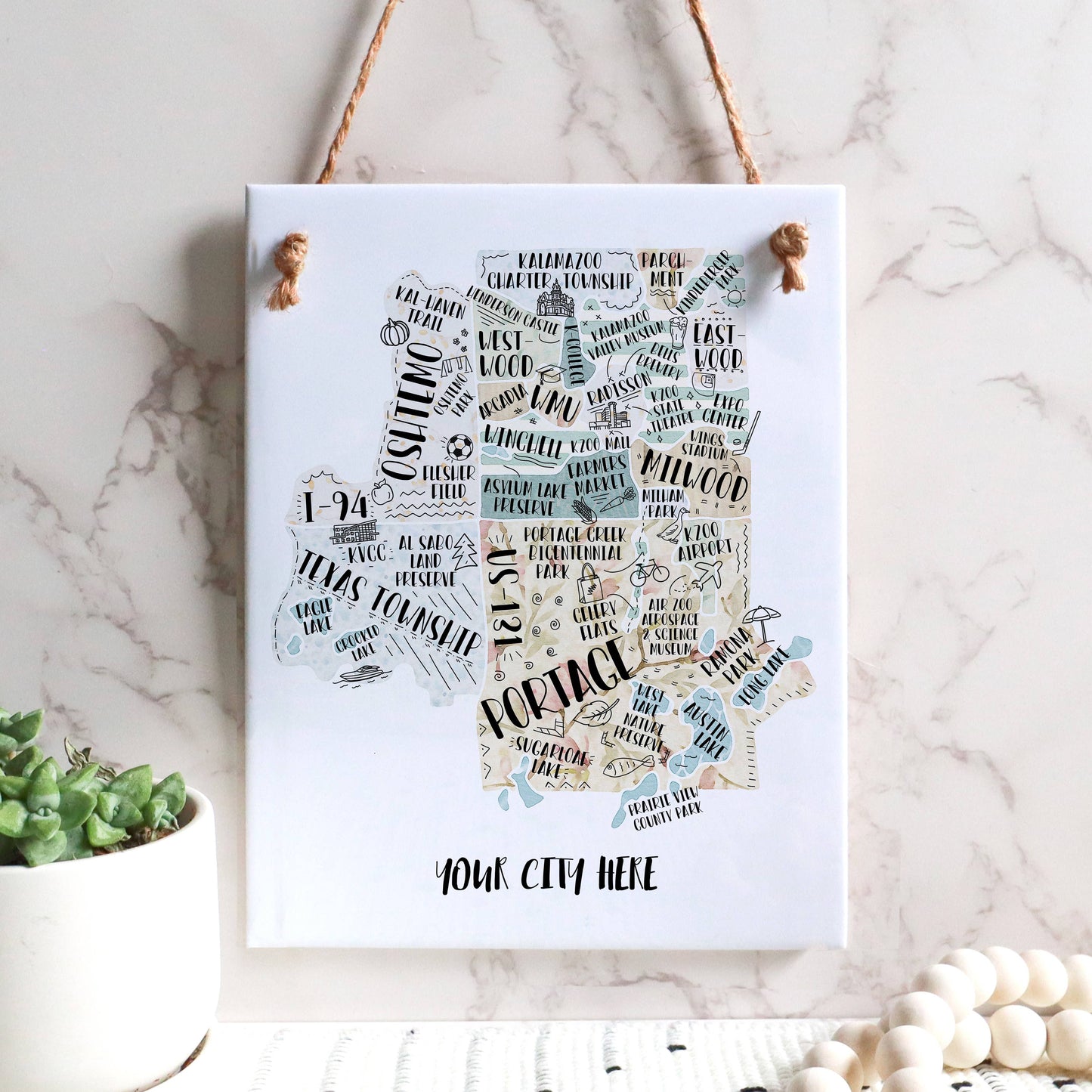Hand Drawn Map Tile Sign -
