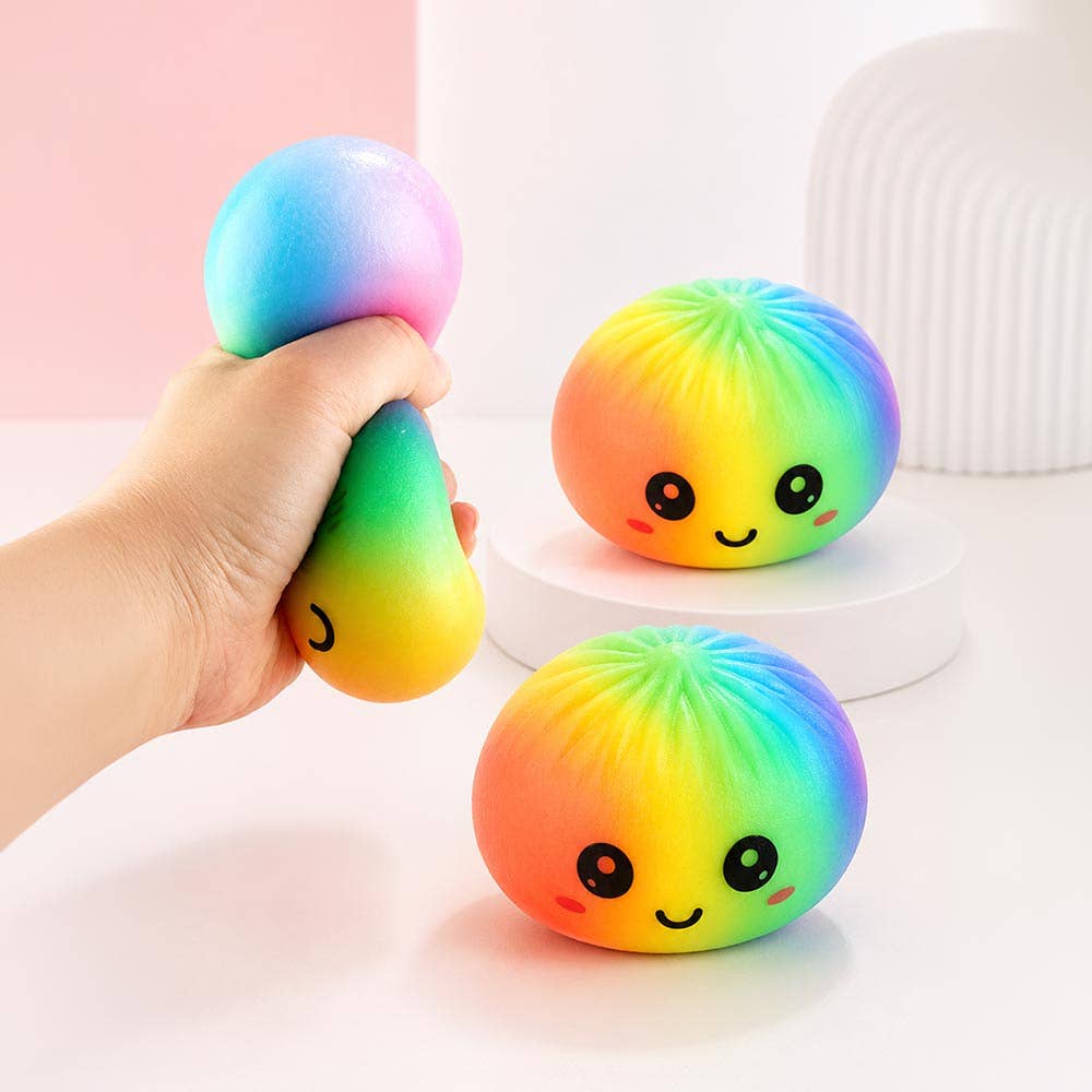12PCS - Rainbow Steamed Bao Bun Dumpling Squeeze Squishy Stress Relief Toy