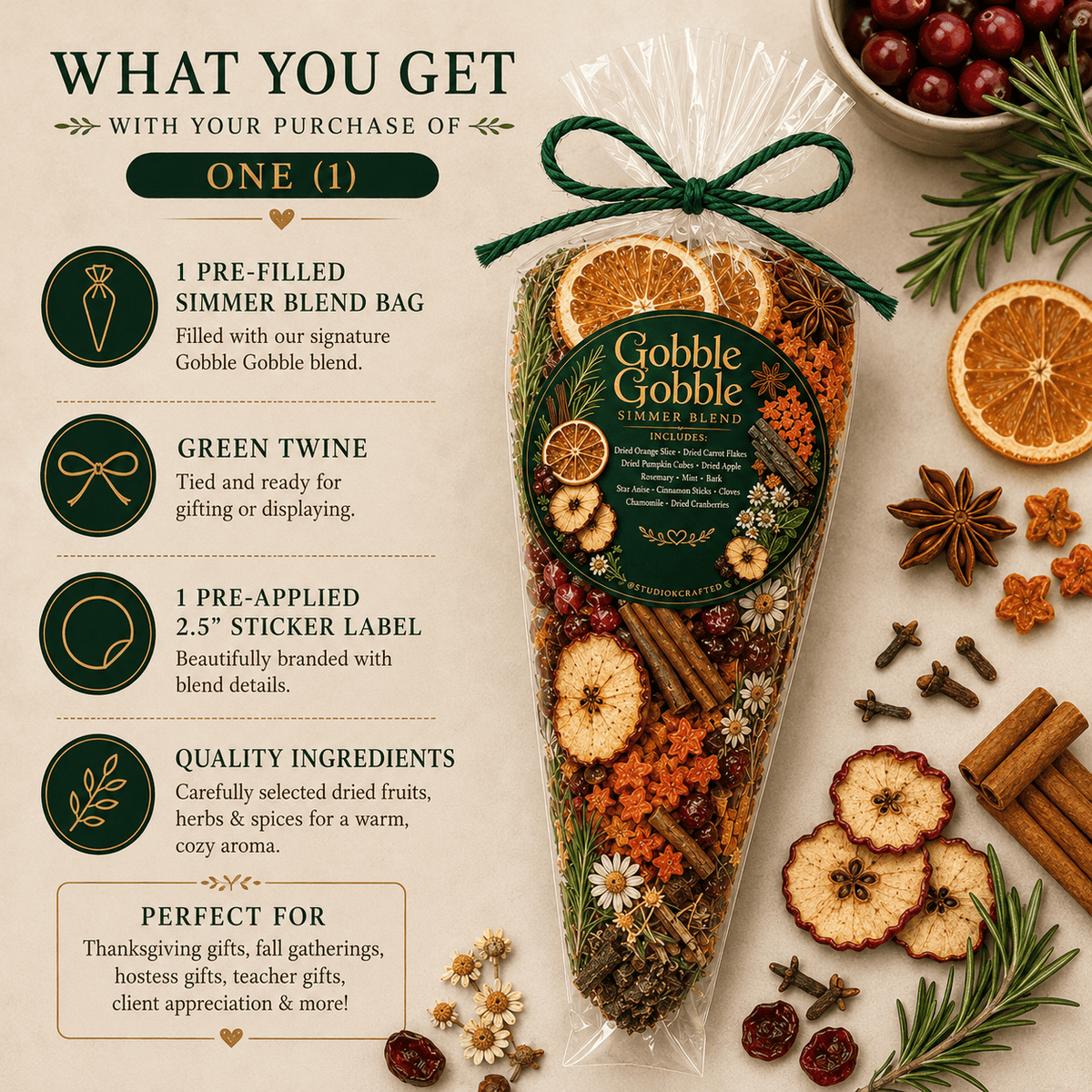 Gobble Gobble Simmer Pot Blend, Thanksgiving Simmer Pot Kit,