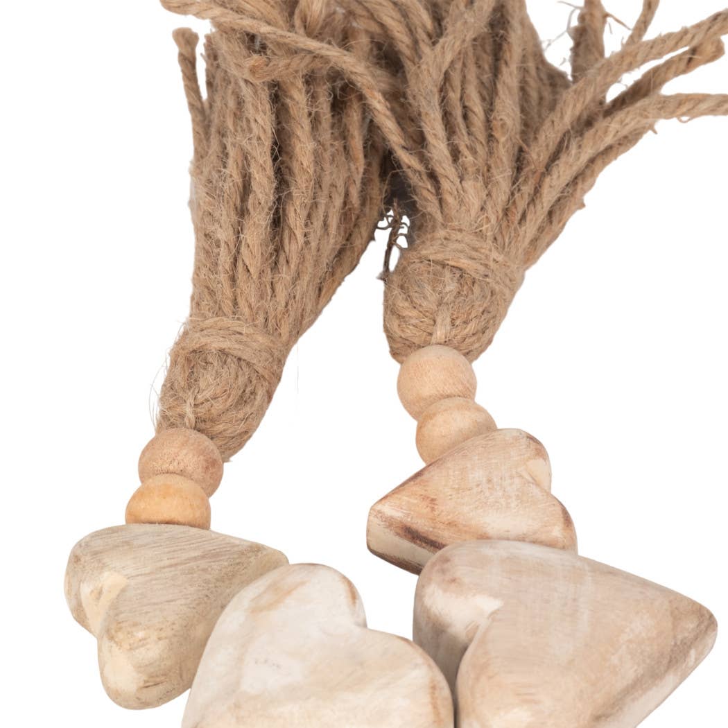 Wood Woven Heart Beaded Garland with Tassels - White, 38 in.