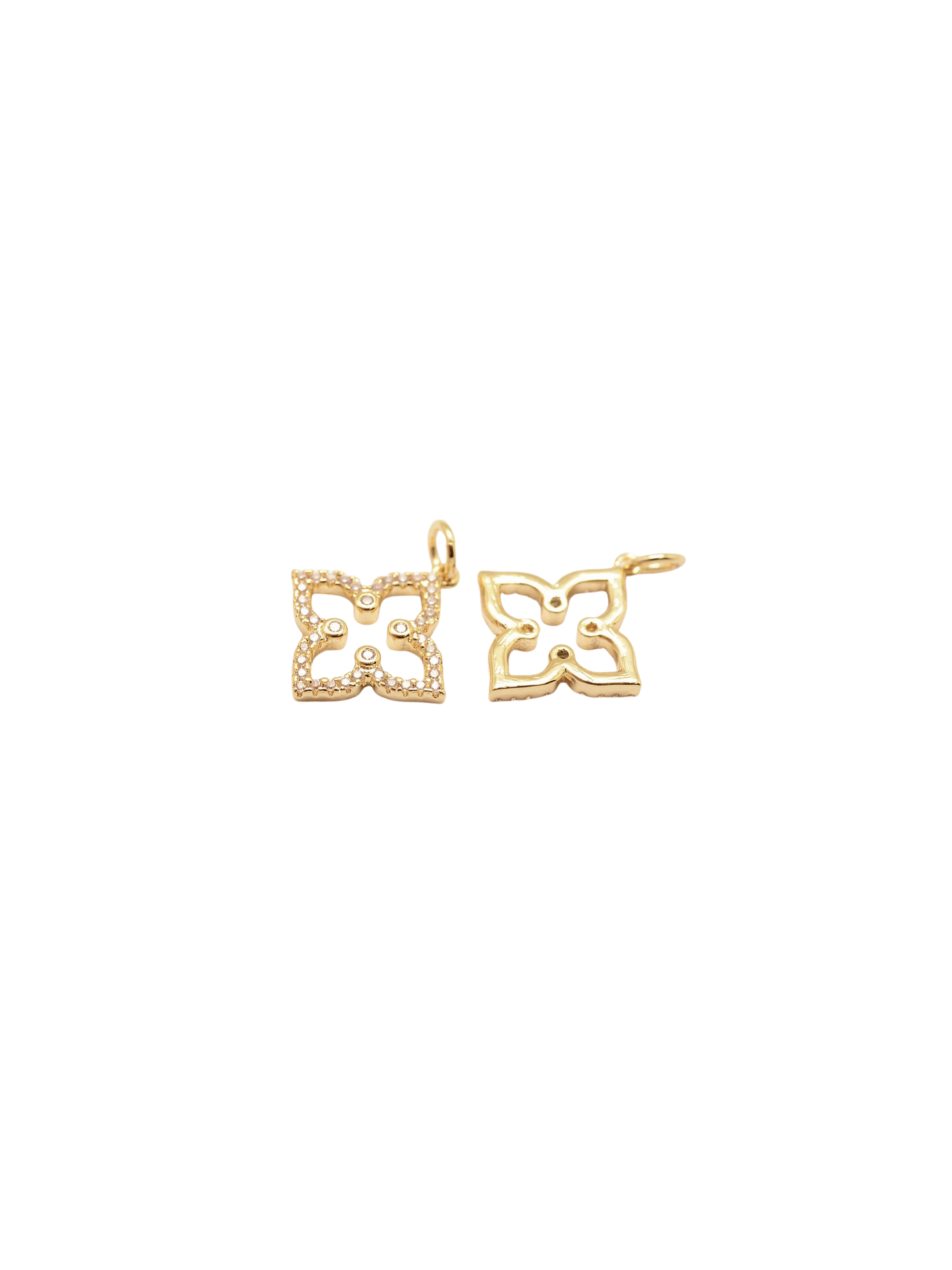 Gold Pave 4-Point Flower Charm