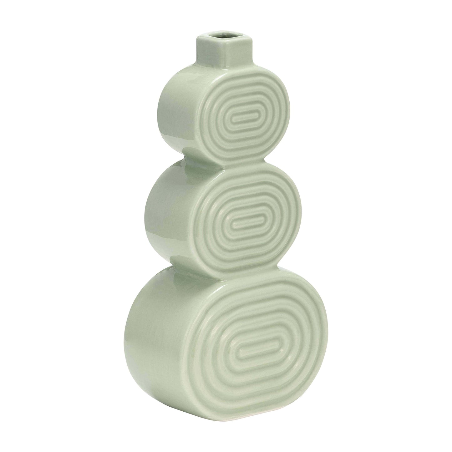 Ceramic Creative Stacked Circles Floral Vase - Green, 12 in.