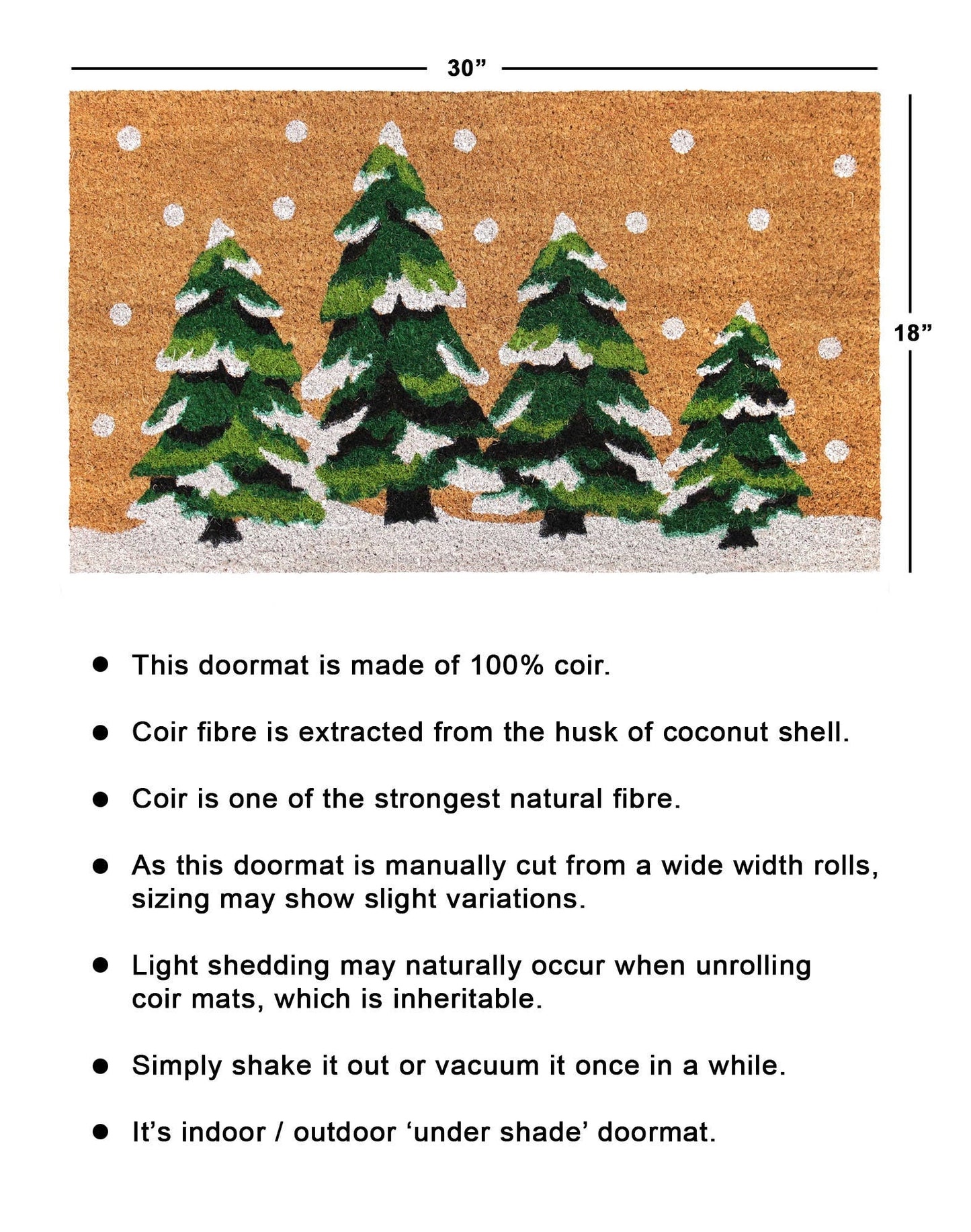 Green Christmas Topiaries Doormat, 18" x 30"