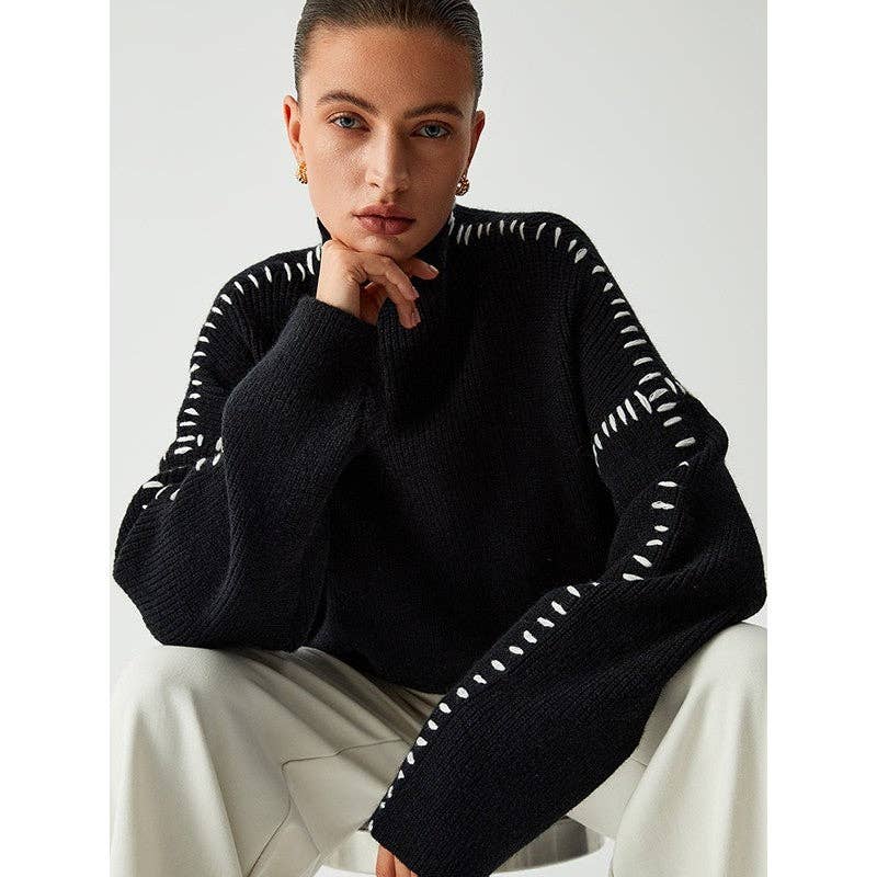 Stylish Long Sleeve Parisian Round-Neck Knitwear