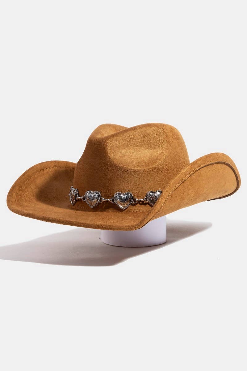 Engraved Heart Charms Band Cowboy Hat