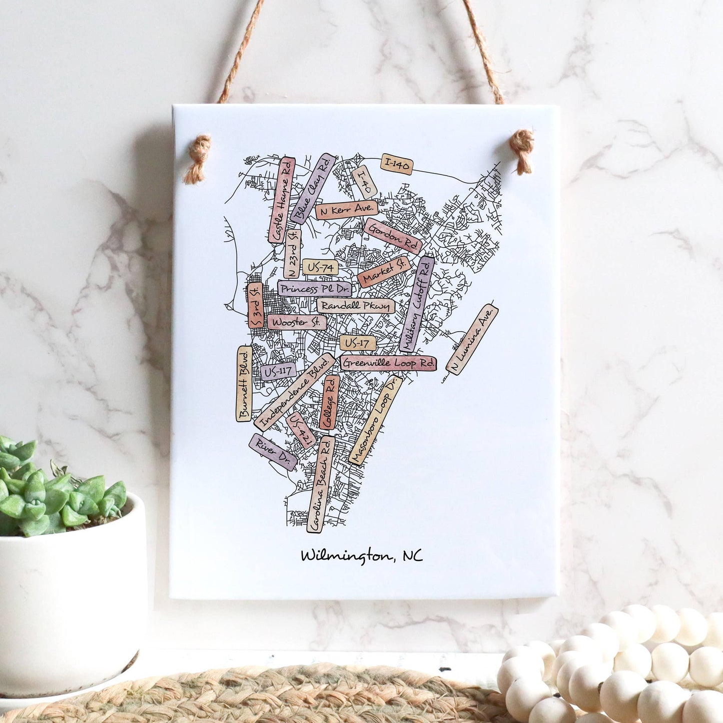 City Street Map Tile Sign - Rectangle - Custom Order