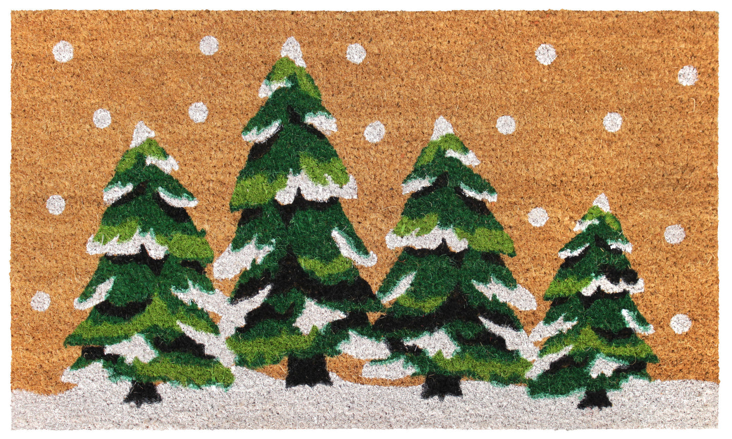Green Christmas Topiaries Doormat, 18" x 30"