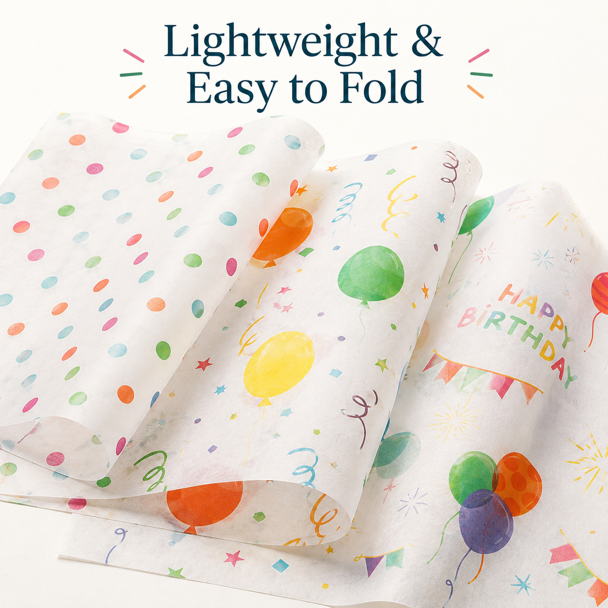 Birthday Tissue Paper, 5 Sheets, 20x20in - 3 Designs