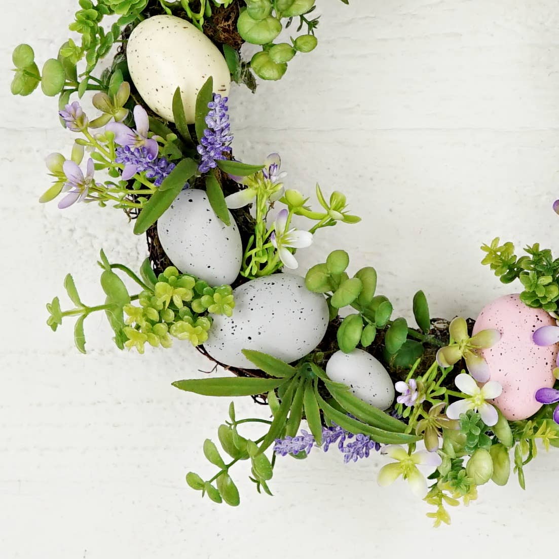 Spring Flowers Easter Eggs 12in(6.5)Twig Wreath