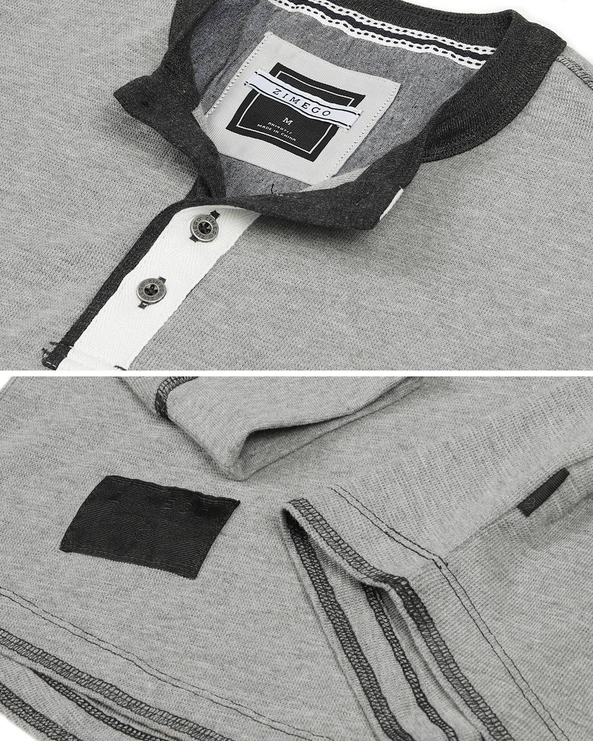 LS608 ZIMEGO Mens Casual Thermal Long Sleeve Henley Shirt