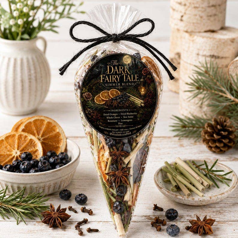 Dark Fairy Tale Simmer Pot Blend, Enchanted Forest Home Fragrance, Halloween Simmer Pot Kit, Gothic Fall Gift, Botanical Decor, garden party
