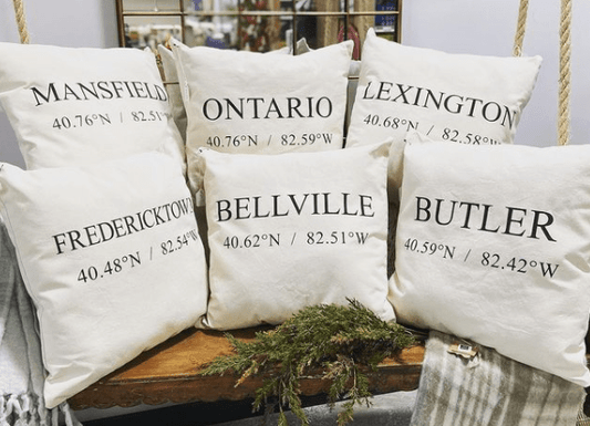 Wendell GPS Coordinates Pillow