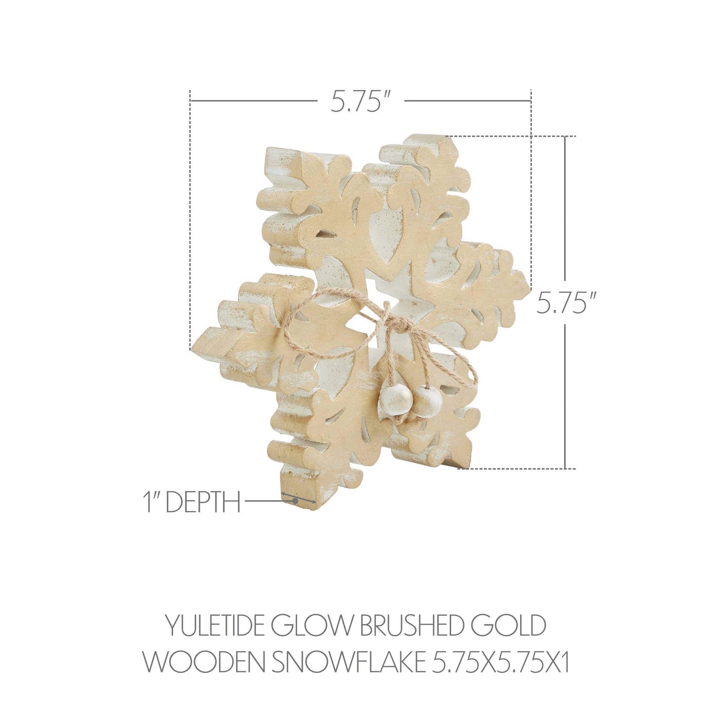 Gold Wood Snowflake 5.75x5.75x1