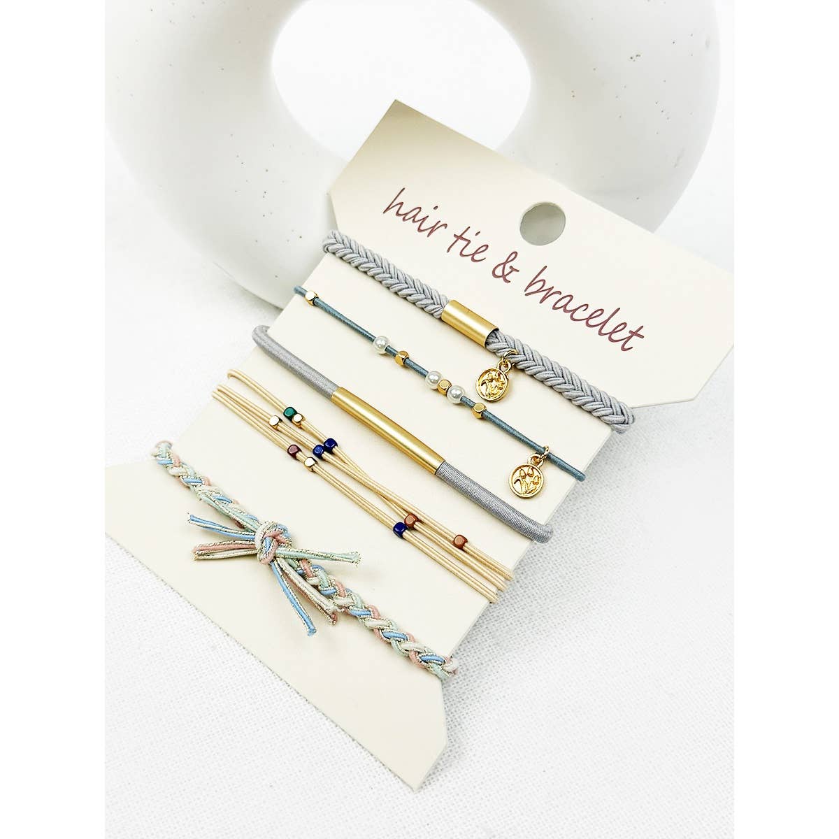 Boho Inspired Dusty Blue Tone Hair Tie Bracelets