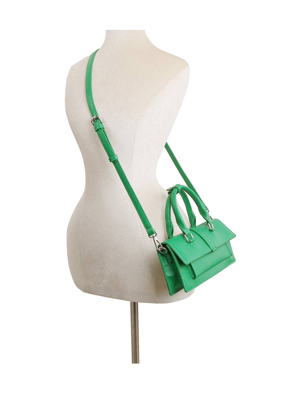 Slim leather top handle baguette bag