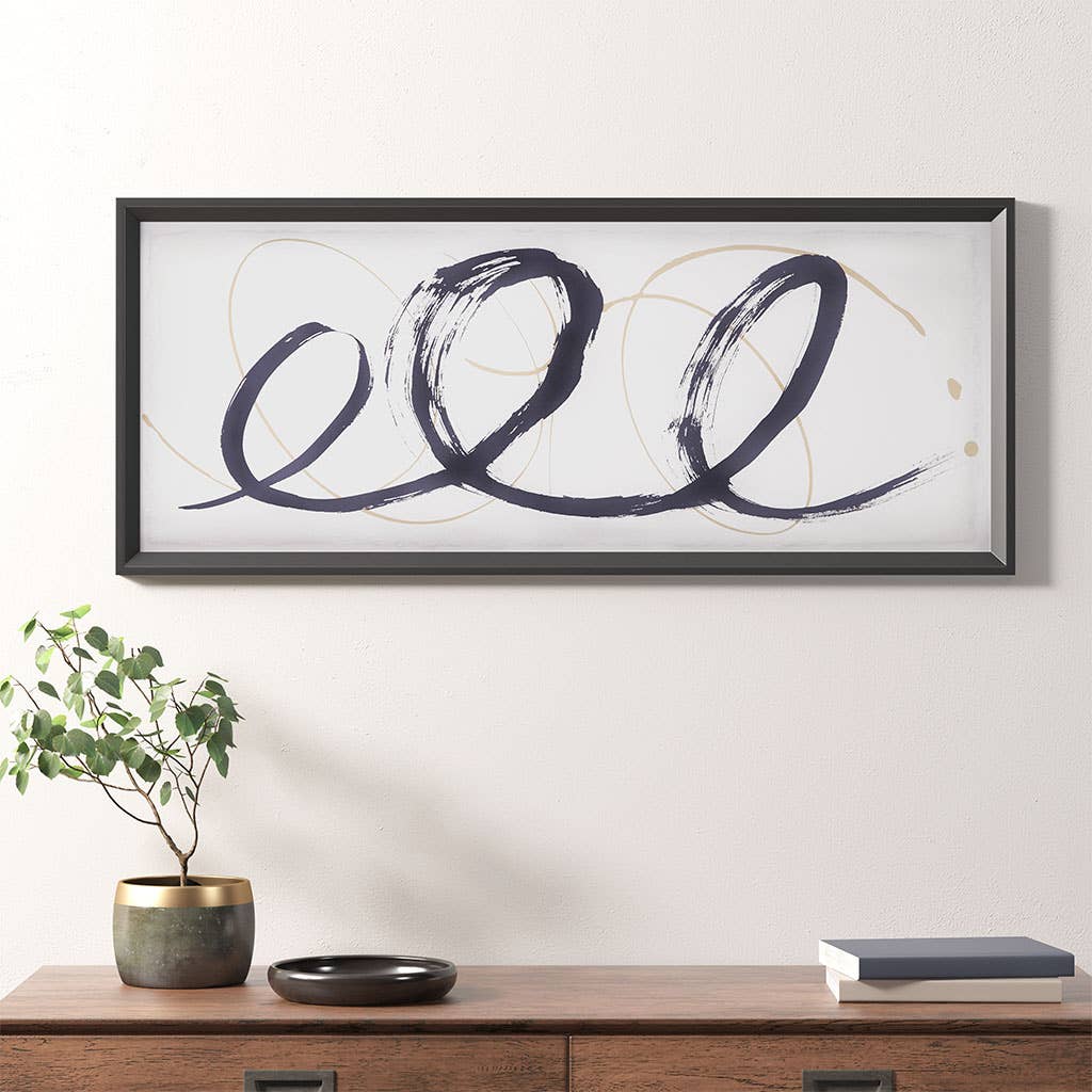 Black Modern Abstract Stroke Framed Wall Decor