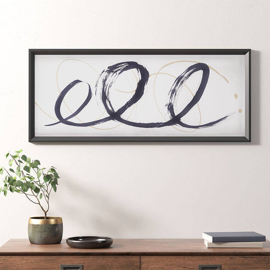 Black Modern Abstract Stroke Framed Wall Decor