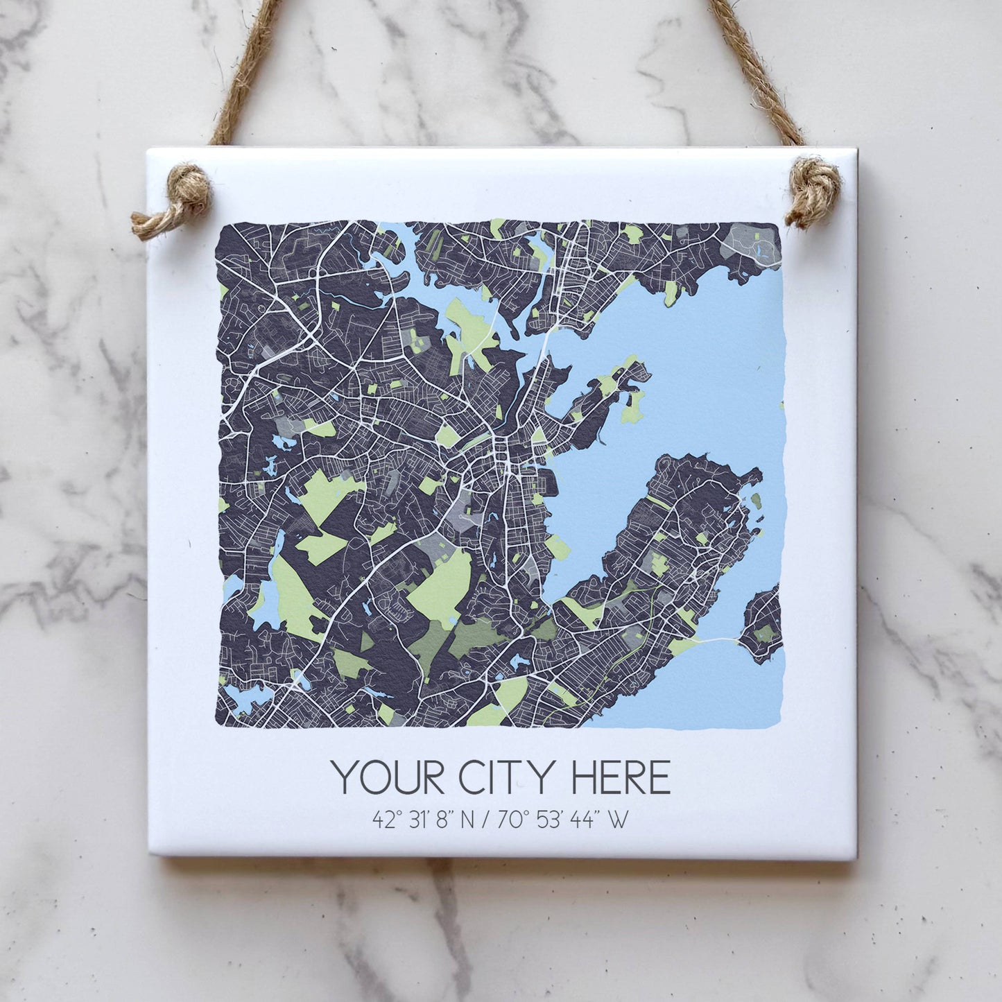 Custom Map Tile Wall Sign - Mini Square - Custom Order