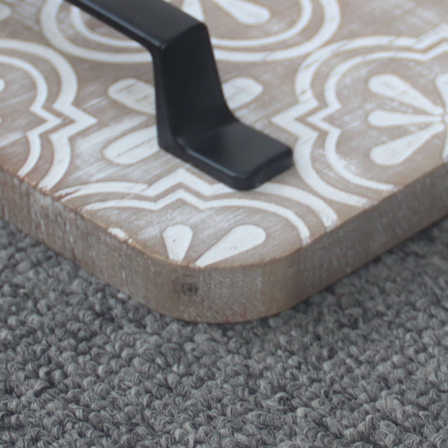 Rustic Solid Wooden Serving Tray with Metal Handle